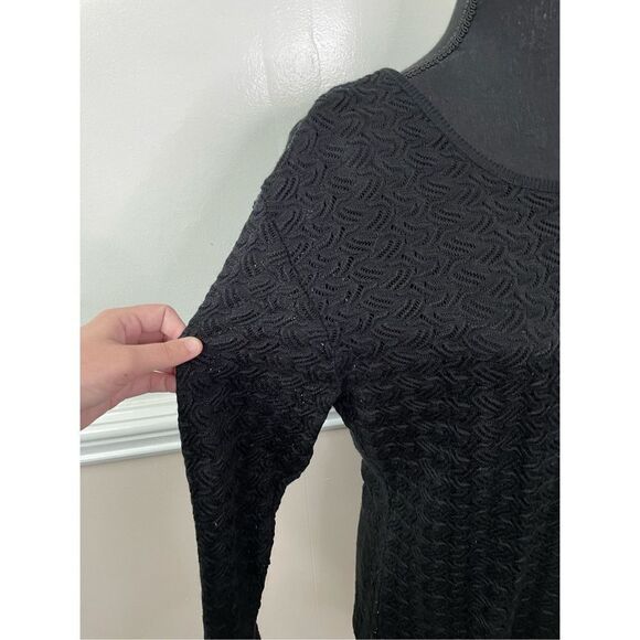 Adolfo II Black Lace Long Sleeve Blouse Size Medium - Picture 2 of 6